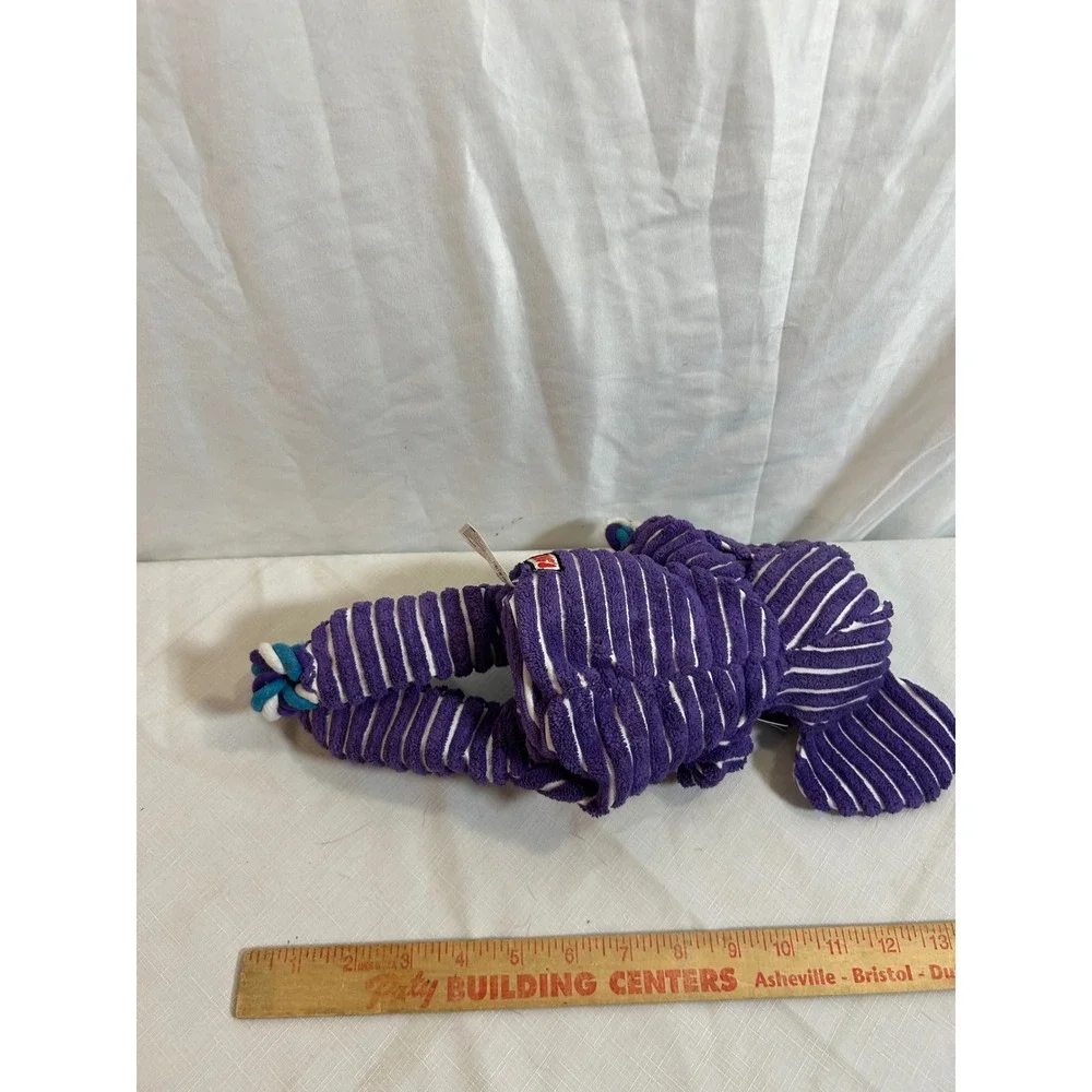KONG Floppy Knots Elephant 10in Purple Striped Rope Squeaky Dog Toy